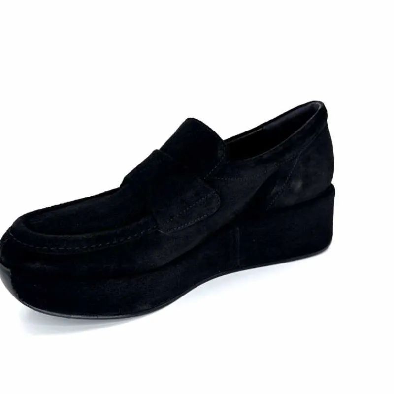 Sport Chic|Compensées & Plateformes<Pons Quintana Mocassins Compensées 11 111.00 Certier Daim Noir