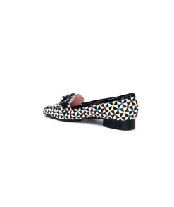 Fantaisie|Mocassins<Dansi Mocassins 5344 Cuir Imprimé Noir Multi Blanc
