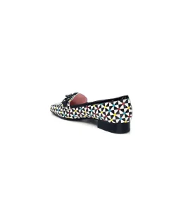 Fantaisie|Mocassins<Dansi Mocassins 5344 Cuir Imprimé Noir Multi Blanc