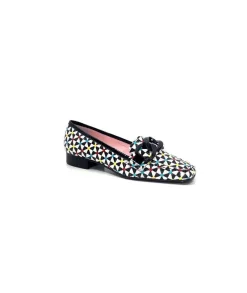 Fantaisie|Mocassins<Dansi Mocassins 5344 Cuir Imprimé Noir Multi Blanc