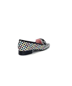 Fantaisie|Mocassins<Dansi Mocassins 5344 Cuir Imprimé Noir Multi Blanc