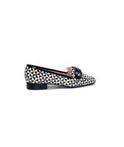 Fantaisie|Mocassins<Dansi Mocassins 5344 Cuir Imprimé Noir Multi Blanc