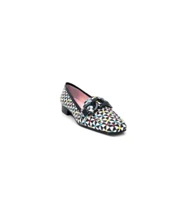 Fantaisie|Mocassins<Dansi Mocassins 5344 Cuir Imprimé Noir Multi Blanc