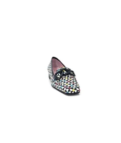 Fantaisie|Mocassins<Dansi Mocassins 5344 Cuir Imprimé Noir Multi Blanc