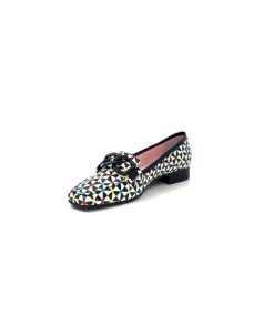 Fantaisie|Mocassins<Dansi Mocassins 5344 Cuir Imprimé Noir Multi Blanc