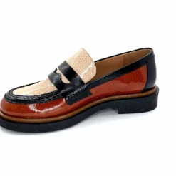 Masculin|Mocassins<Dansi Mocassins 6800 Cuir Vernis Crème Noir Marron