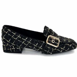 Féminin|Elégant<Ivoire0317a Mocassins Ivoire 2303356 4022 Textile Noir Doré NoirOr