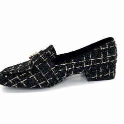 Féminin|Elégant<Ivoire0317a Mocassins Ivoire 2303356 4022 Textile Noir Doré NoirOr