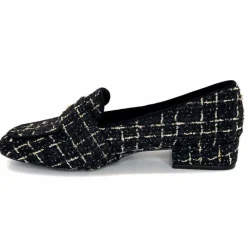 Féminin|Elégant<Ivoire0317a Mocassins Ivoire 2303356 4022 Textile Noir Doré NoirOr