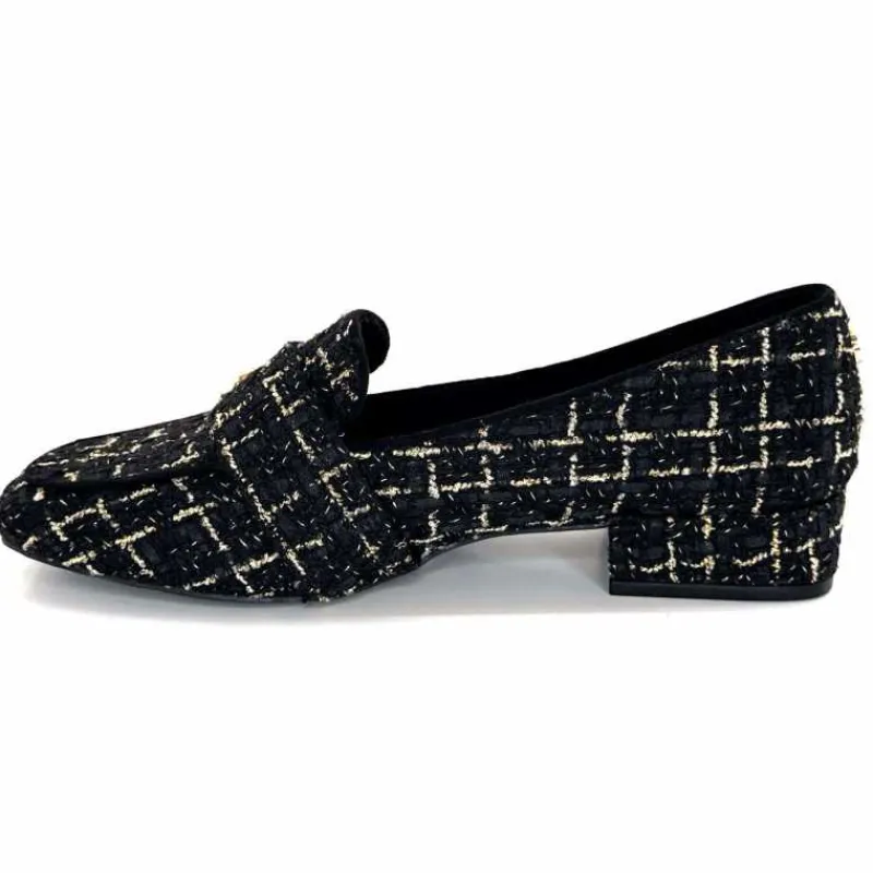 Féminin|Elégant<Ivoire0317a Mocassins Ivoire 2303356 4022 Textile Noir Doré NoirOr