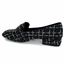 Féminin|Elégant<Ivoire0317a Mocassins Ivoire 2303356 4022 Textile Noir Doré NoirOr