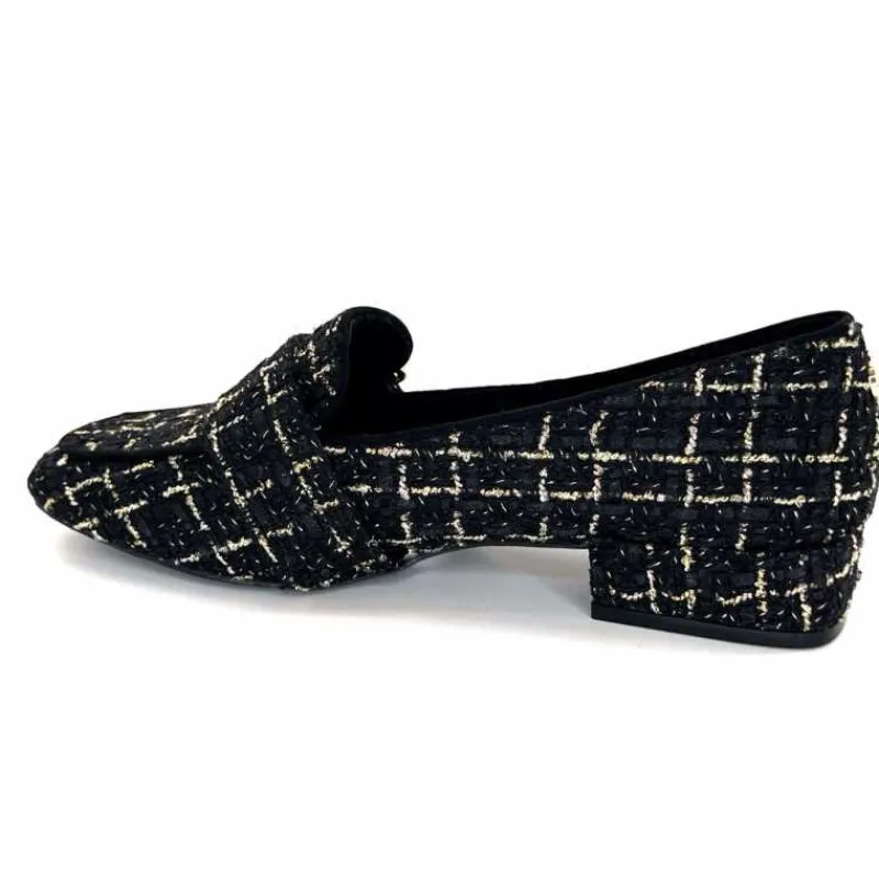 Féminin|Elégant<Ivoire0317a Mocassins Ivoire 2303356 4022 Textile Noir Doré NoirOr