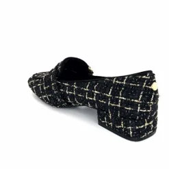 Féminin|Elégant<Ivoire0317a Mocassins Ivoire 2303356 4022 Textile Noir Doré NoirOr