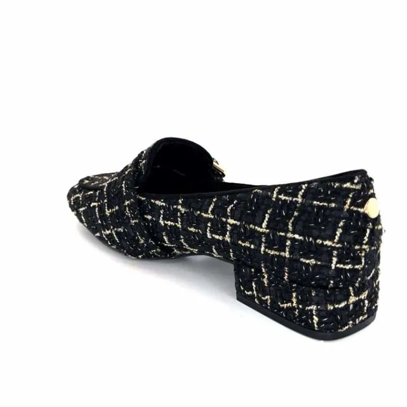 Féminin|Elégant<Ivoire0317a Mocassins Ivoire 2303356 4022 Textile Noir Doré NoirOr