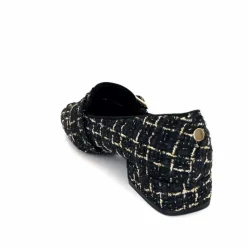 Féminin|Elégant<Ivoire0317a Mocassins Ivoire 2303356 4022 Textile Noir Doré NoirOr
