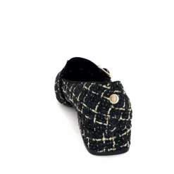 Féminin|Elégant<Ivoire0317a Mocassins Ivoire 2303356 4022 Textile Noir Doré NoirOr