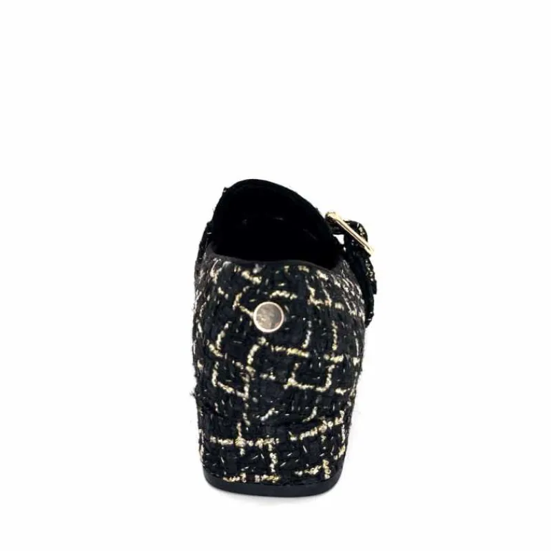 Féminin|Elégant<Ivoire0317a Mocassins Ivoire 2303356 4022 Textile Noir Doré NoirOr