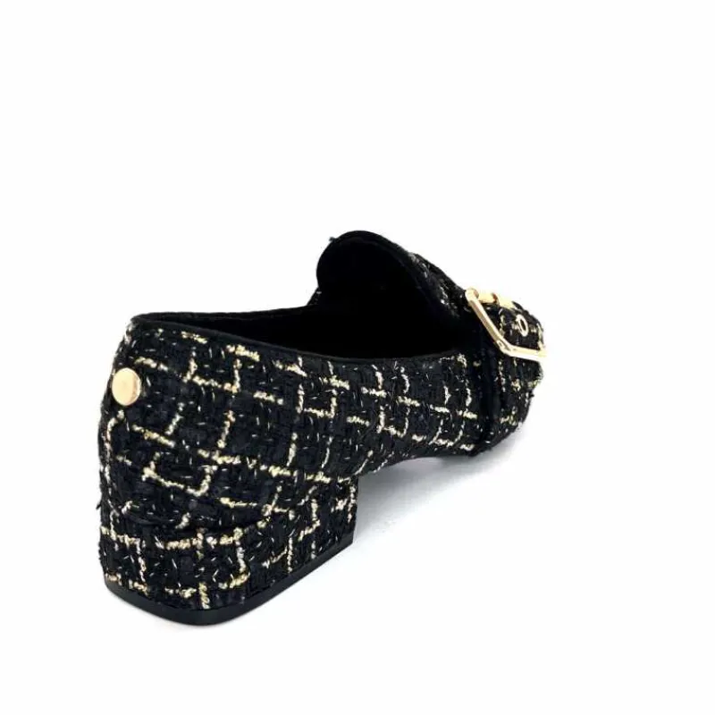 Féminin|Elégant<Ivoire0317a Mocassins Ivoire 2303356 4022 Textile Noir Doré NoirOr