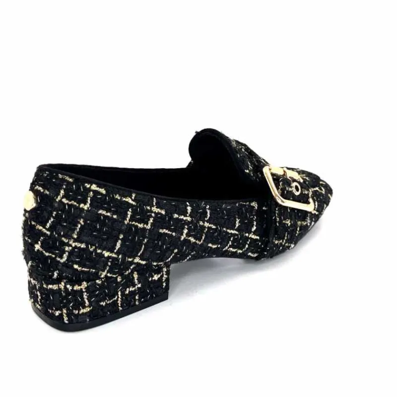Féminin|Elégant<Ivoire0317a Mocassins Ivoire 2303356 4022 Textile Noir Doré NoirOr