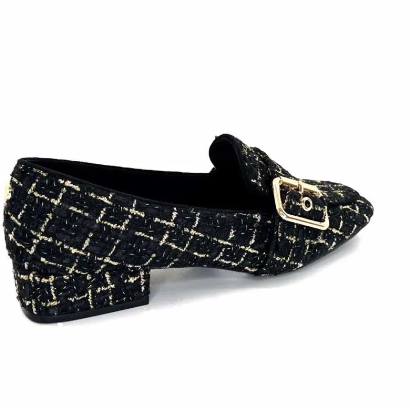 Féminin|Elégant<Ivoire0317a Mocassins Ivoire 2303356 4022 Textile Noir Doré NoirOr