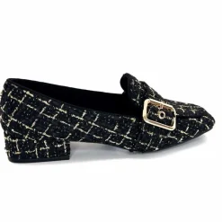 Féminin|Elégant<Ivoire0317a Mocassins Ivoire 2303356 4022 Textile Noir Doré NoirOr