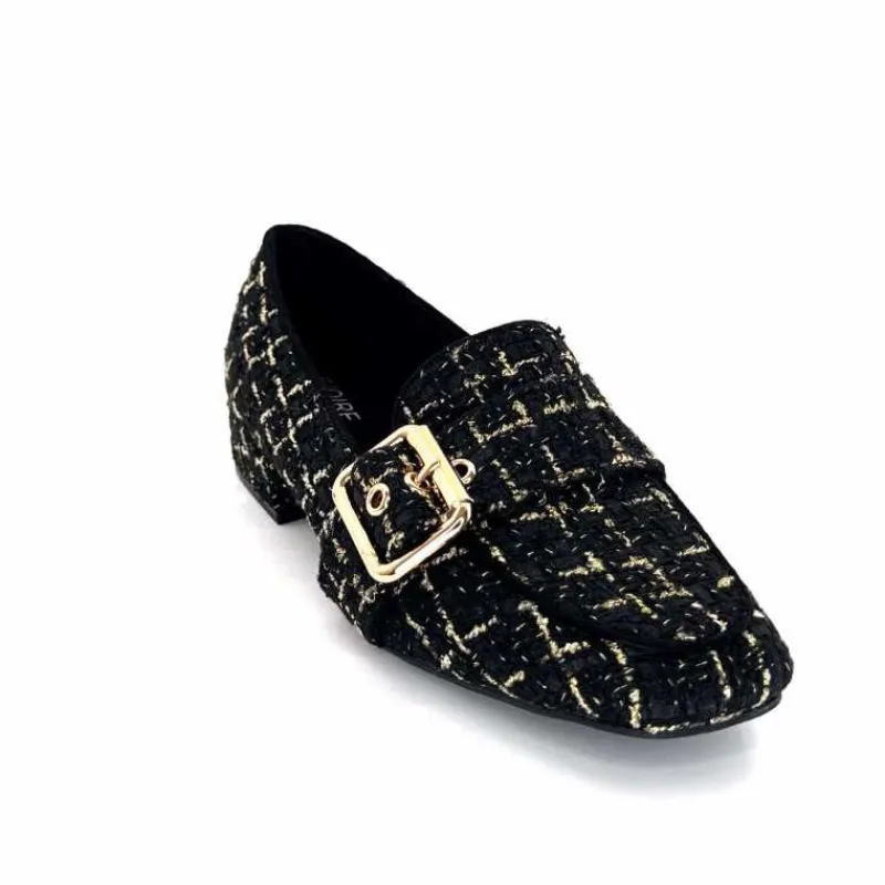 Féminin|Elégant<Ivoire0317a Mocassins Ivoire 2303356 4022 Textile Noir Doré NoirOr