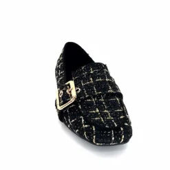 Féminin|Elégant<Ivoire0317a Mocassins Ivoire 2303356 4022 Textile Noir Doré NoirOr