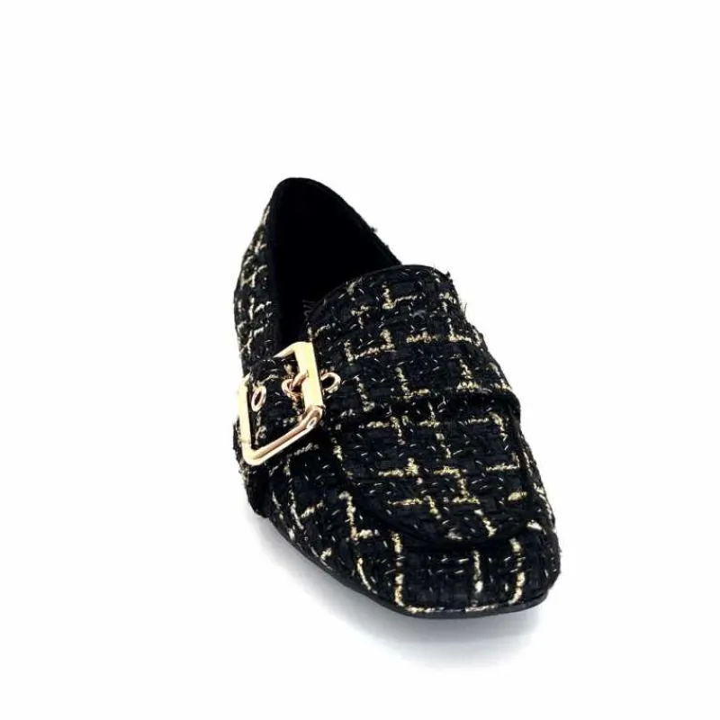 Féminin|Elégant<Ivoire0317a Mocassins Ivoire 2303356 4022 Textile Noir Doré NoirOr