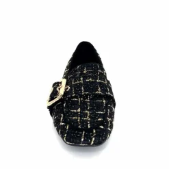 Féminin|Elégant<Ivoire0317a Mocassins Ivoire 2303356 4022 Textile Noir Doré NoirOr