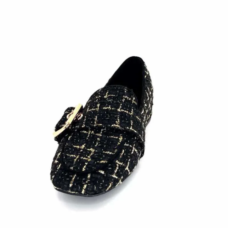 Féminin|Elégant<Ivoire0317a Mocassins Ivoire 2303356 4022 Textile Noir Doré NoirOr
