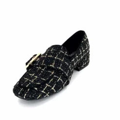 Féminin|Elégant<Ivoire0317a Mocassins Ivoire 2303356 4022 Textile Noir Doré NoirOr