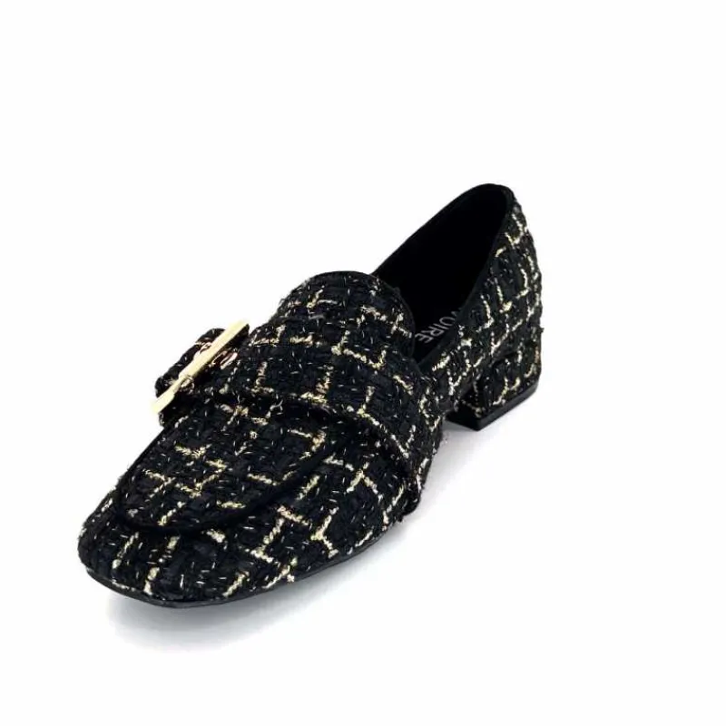 Féminin|Elégant<Ivoire0317a Mocassins Ivoire 2303356 4022 Textile Noir Doré NoirOr