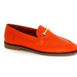 Féminin|Mocassins<Ivoire0209b Mocassins Ivoire 12646 Cuir Orange