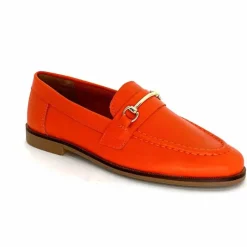 Féminin|Mocassins<Ivoire0209b Mocassins Ivoire 12646 Cuir Orange