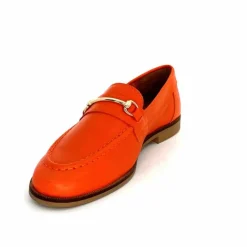 Féminin|Mocassins<Ivoire0209b Mocassins Ivoire 12646 Cuir Orange
