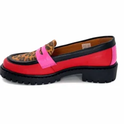 Animalier|Fantaisie<Ivoire0209b Mocassins Ivoire 13371 Cuir Rouge Rose Léopard LéopardRoseRouge