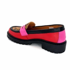 Animalier|Fantaisie<Ivoire0209b Mocassins Ivoire 13371 Cuir Rouge Rose Léopard LéopardRoseRouge