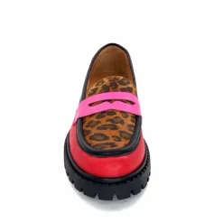 Animalier|Fantaisie<Ivoire0209b Mocassins Ivoire 13371 Cuir Rouge Rose Léopard LéopardRoseRouge