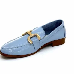 Masculin|Mocassins<382-ivoire Mocassins Ivoire 30303 Cuir Vernis Ciel Bleu