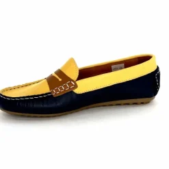 Basic|Mocassins<Ivoire0209b Mocassins Ivoire 10322 Sauvage Cuir Bleu Marine Marron Jaune