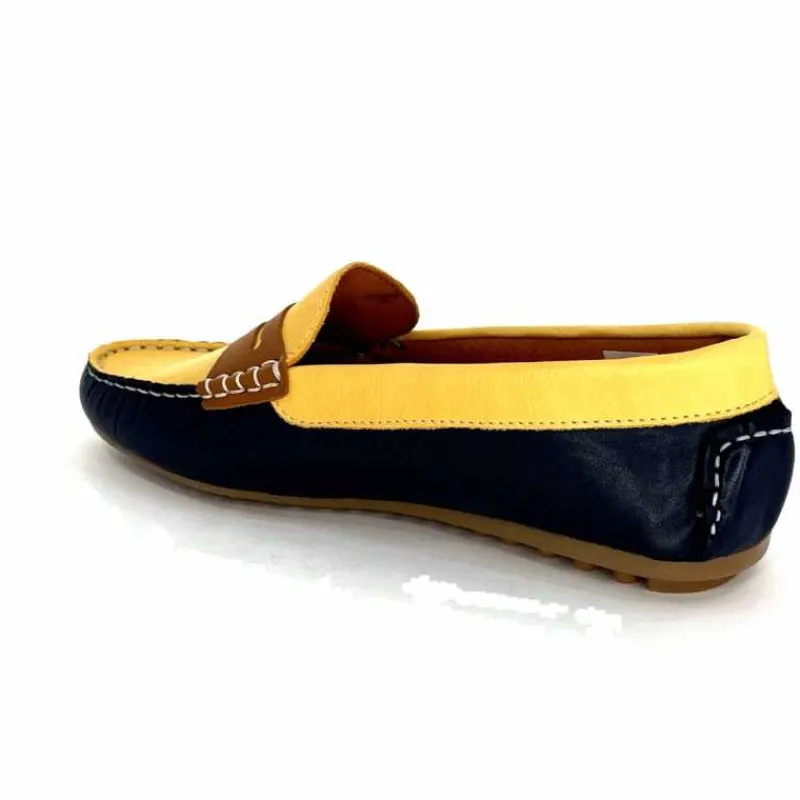 Basic|Mocassins<Ivoire0209b Mocassins Ivoire 10322 Sauvage Cuir Bleu Marine Marron Jaune