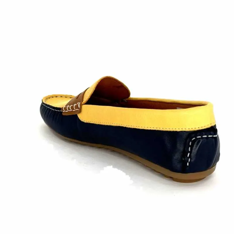 Basic|Mocassins<Ivoire0209b Mocassins Ivoire 10322 Sauvage Cuir Bleu Marine Marron Jaune