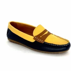 Basic|Mocassins<Ivoire0209b Mocassins Ivoire 10322 Sauvage Cuir Bleu Marine Marron Jaune