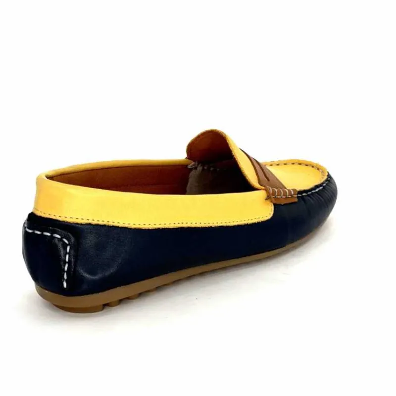 Basic|Mocassins<Ivoire0209b Mocassins Ivoire 10322 Sauvage Cuir Bleu Marine Marron Jaune