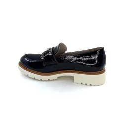 Masculin|Mocassins<Ivoire0130a Mocassins Ivoire 8B5085 Cuir Vernis Textile Bleu Marine