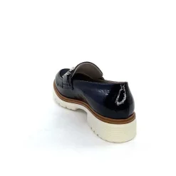 Masculin|Mocassins<Ivoire0130a Mocassins Ivoire 8B5085 Cuir Vernis Textile Bleu Marine