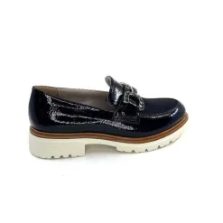 Masculin|Mocassins<Ivoire0130a Mocassins Ivoire 8B5085 Cuir Vernis Textile Bleu Marine