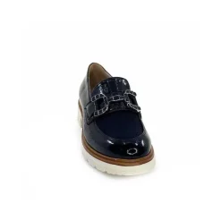 Masculin|Mocassins<Ivoire0130a Mocassins Ivoire 8B5085 Cuir Vernis Textile Bleu Marine