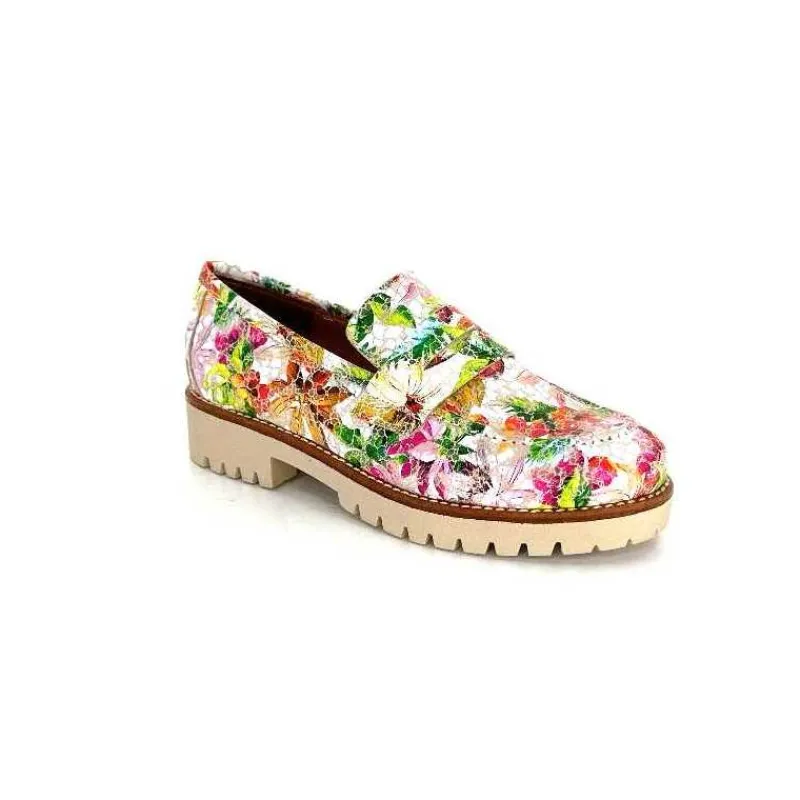 Masculin|Mocassins<Ivoire0036a Mocassins Ivoire Cv5608 Cuir Imprimé Multicolore