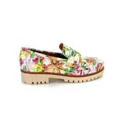 Masculin|Mocassins<Ivoire0036a Mocassins Ivoire Cv5608 Cuir Imprimé Multicolore